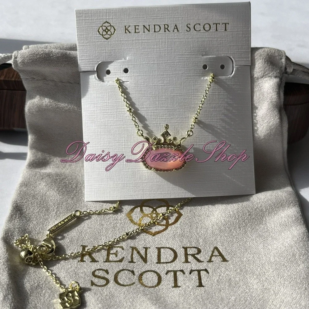 ✨New Kendra Scott Disney Elisa Princess Gold Pendant Necklace Pink Iridescent✨
